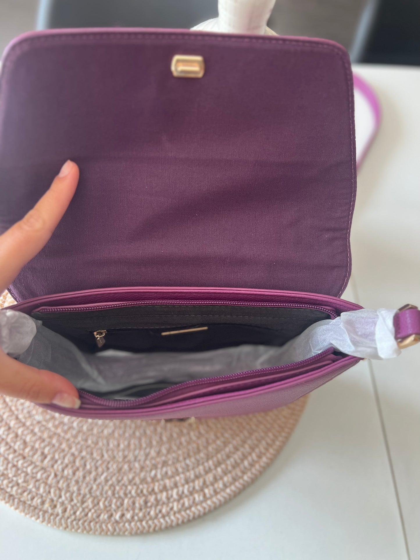 Sac baguette David jones violet