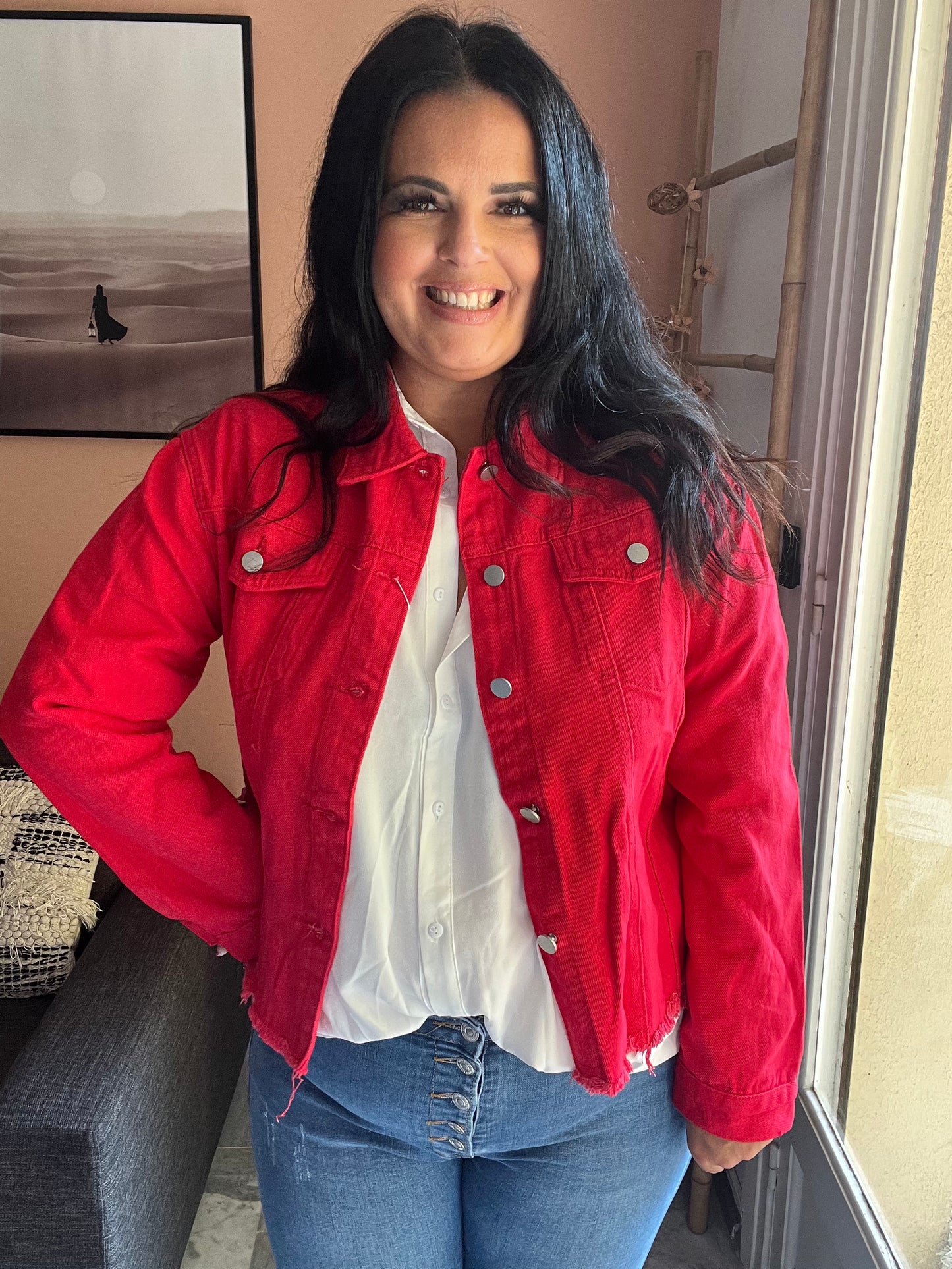 Veste en Jean rouge