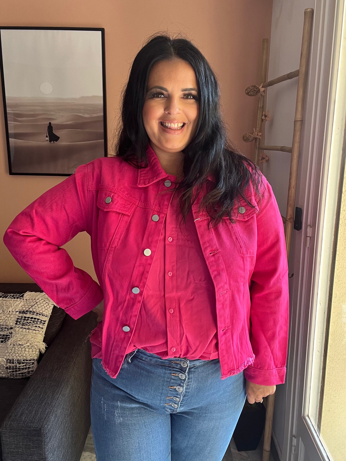 Veste en Jean rose