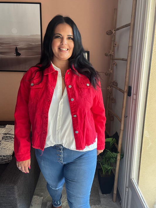Veste en Jean rouge