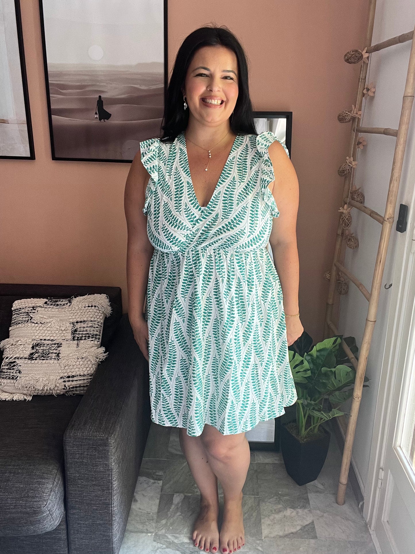 Robe plumes verte