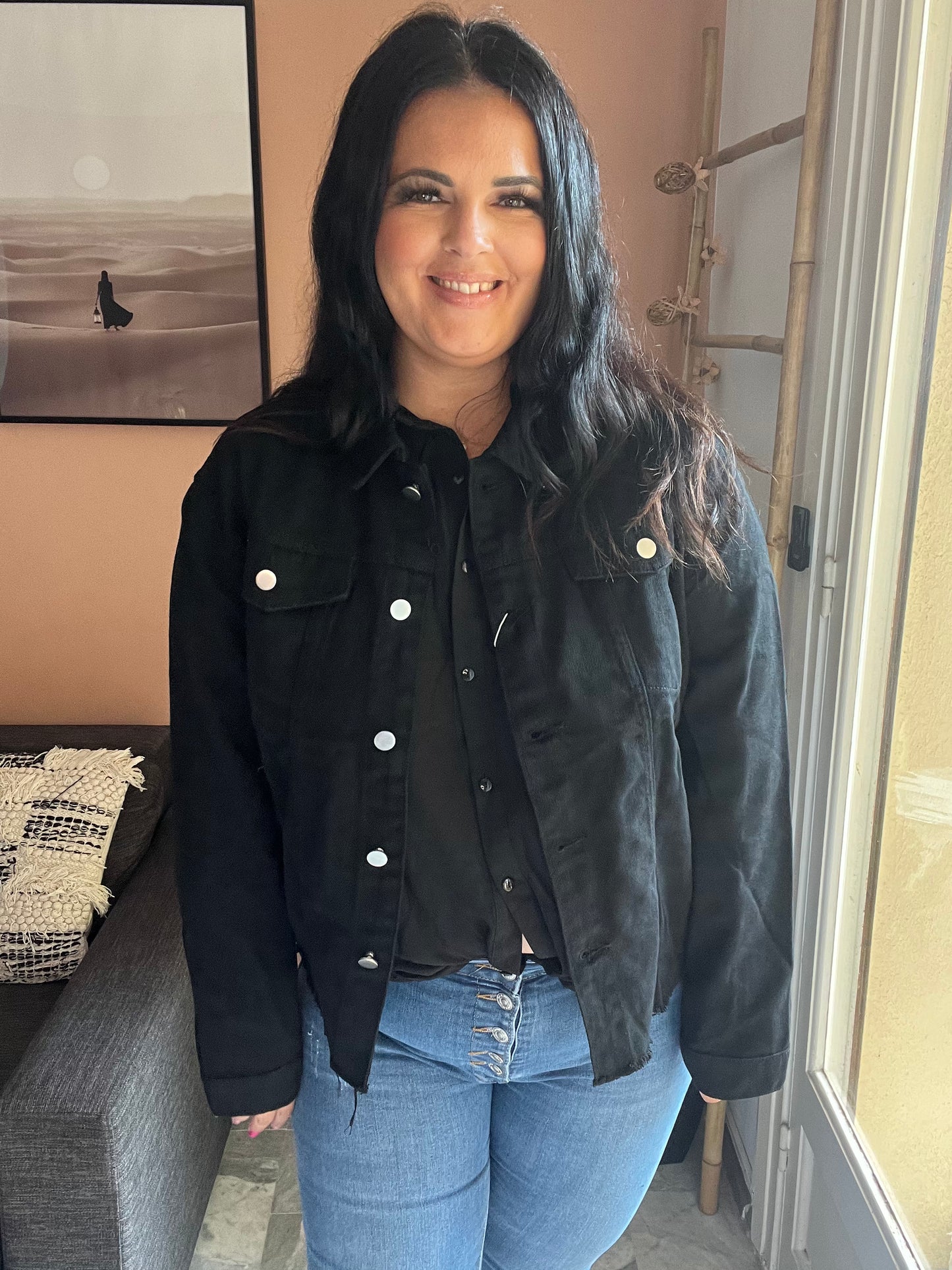 Veste en jean noire