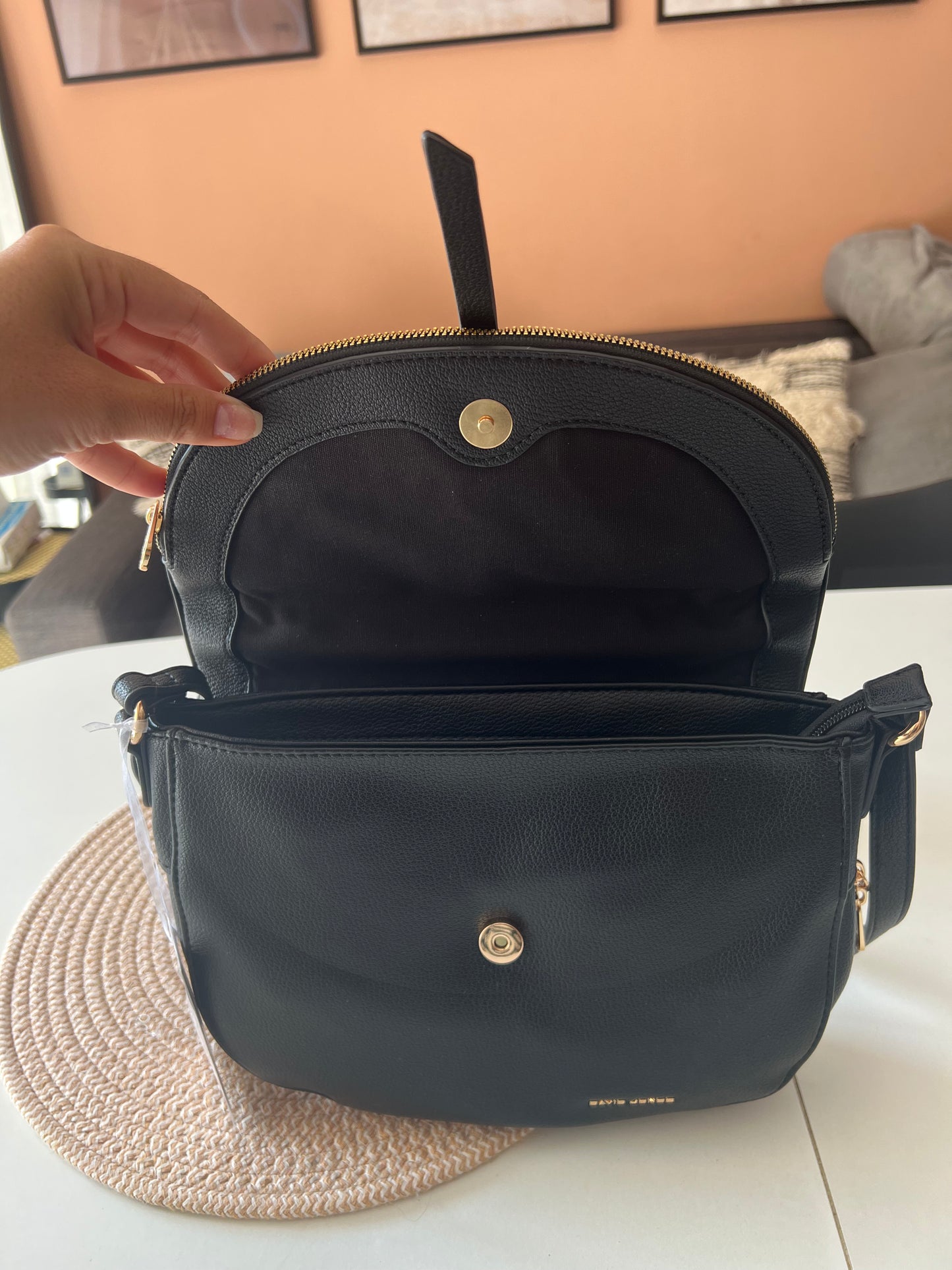 Sac bandoulière David Jones noir
