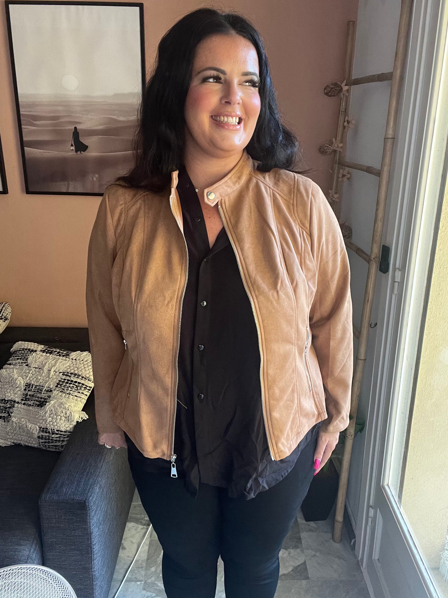 Veste suédine beige