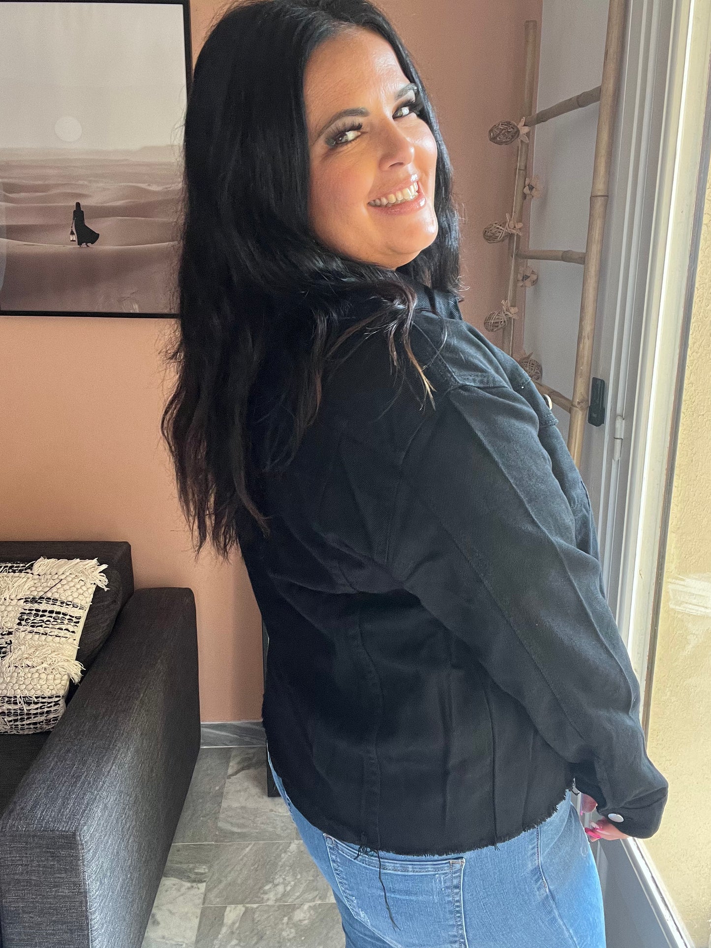 Veste en jean noire