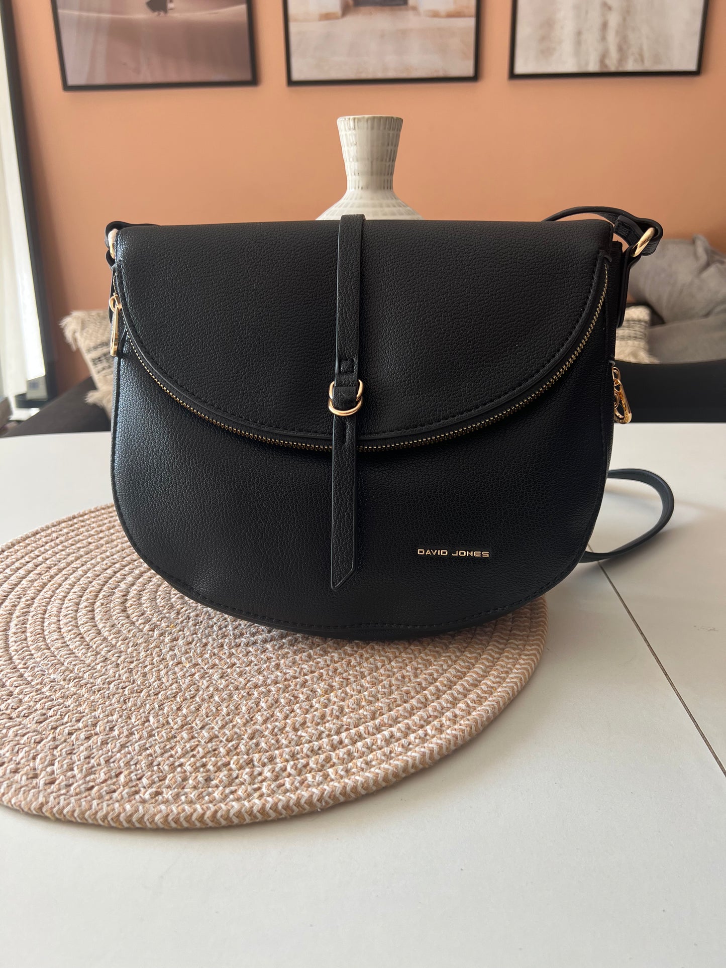 Sac bandoulière David Jones noir