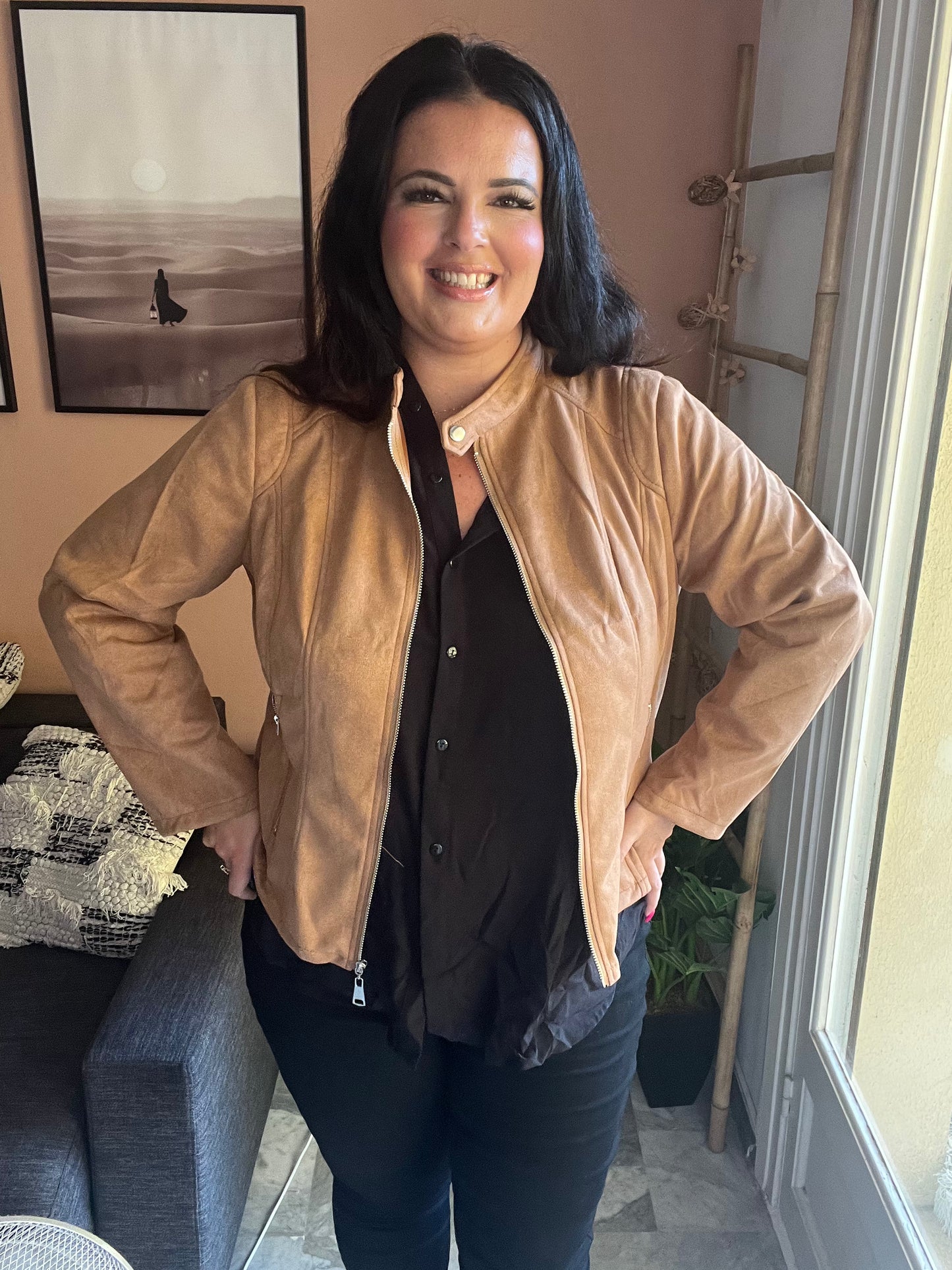 Veste suédine beige